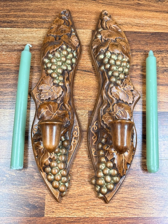 Other - 1970’s Wall Sconces with Grape Decor and Candles